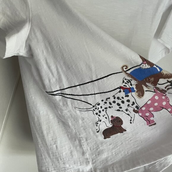 Cath Kidston London Pop Art Dog Print Top Size L White Cotton Short Sleeve Tee - Picture 13 of 15